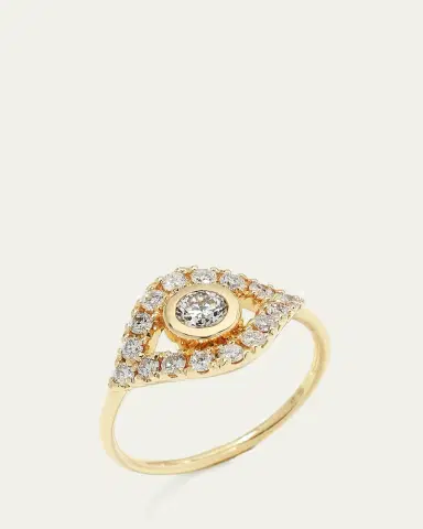 Sydney Evan 14k Gold Extra-Large Evil Eye Ring w/ Diamonds | Thumbnail 3