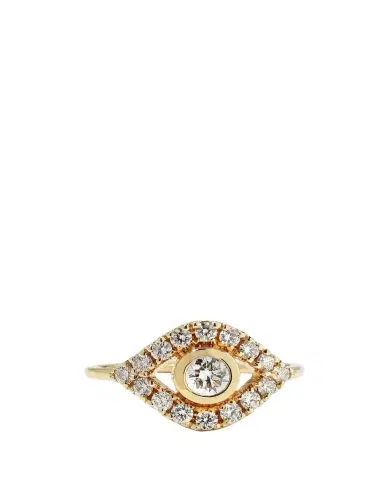 Sydney Evan 14k Gold Extra-Large Evil Eye Ring w/ Diamonds | Thumbnail 1