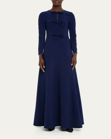 Carolina Herrera Triple Bow Keyhole Long-Sleeve Gown | Thumbnail 2