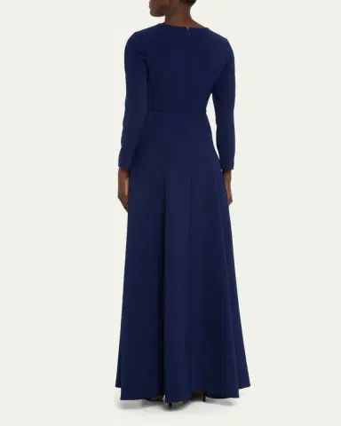 Carolina Herrera Triple Bow Keyhole Long-Sleeve Gown | Thumbnail 3