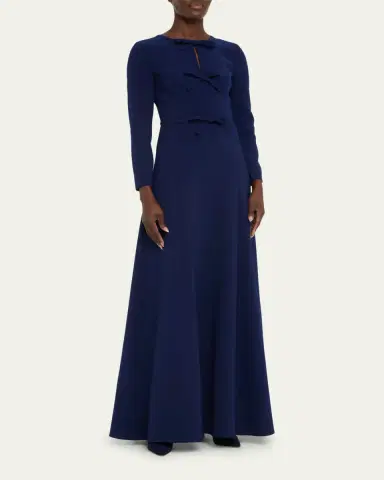 Carolina Herrera Triple Bow Keyhole Long-Sleeve Gown | Thumbnail 4