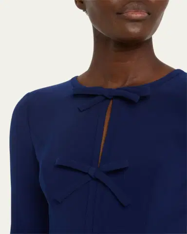 Carolina Herrera Triple Bow Keyhole Long-Sleeve Gown | Thumbnail 5