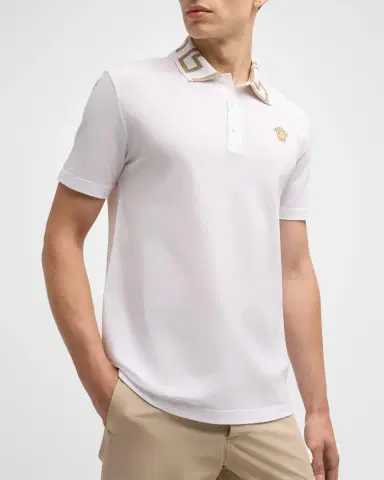 Versace Men's Greca-Collar Polo Shirt | Thumbnail 6 Versace Men's Greca-Collar Polo Shirt | Thumbnail 6