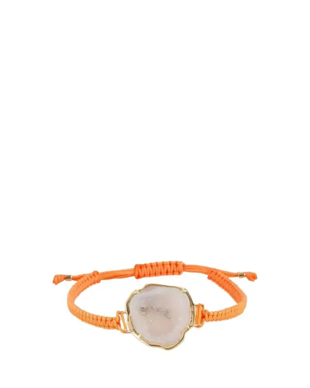 Kimberly McDonald 18k Gold Light Geode on Orange Macrame Bracelet