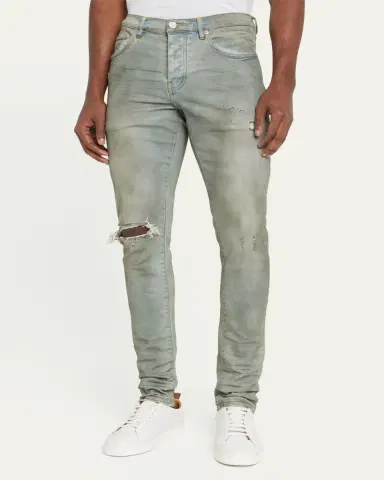 PURPLE Men's P001 Light Dirty Wax Skinny Jeans | Thumbnail 4