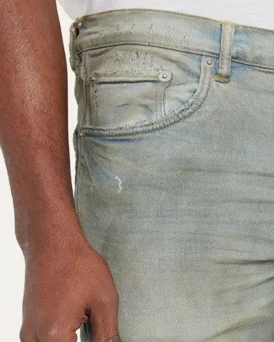 PURPLE Men's P001 Light Dirty Wax Skinny Jeans | Thumbnail 5