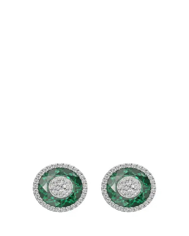 18K White Gold 10mm Halo Fusion Stud Earrings with Diamonds