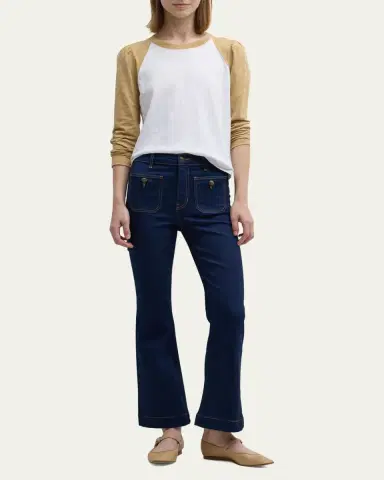 Veronica Beard Carson High Rise Ankle Flare Jeans with Patch Pockets | Thumbnail 2 Veronica Beard Carson High Rise Ankle Flare Jeans with Patch Pockets | Thumbnail 2