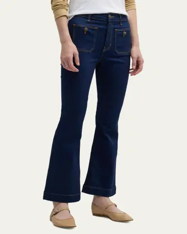 Veronica Beard Carson High Rise Ankle Flare Jeans with Patch Pockets | Thumbnail 4 Veronica Beard Carson High Rise Ankle Flare Jeans with Patch Pockets | Thumbnail 4