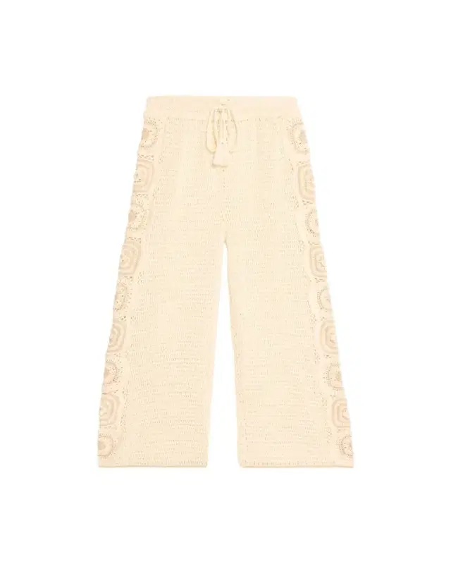 Hannah Artwear Kasi Wide-Leg Cotton Crochet Pants