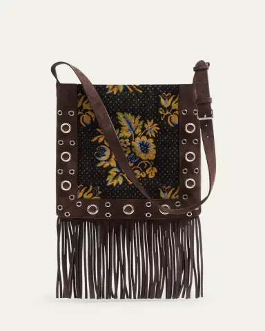 Valentino Garavani Men's Nellcote Suede and Jacquard Fringe Crossbody Bag | Thumbnail 3