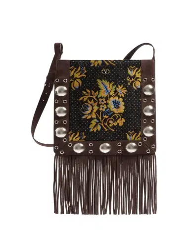Valentino Garavani Men's Nellcote Suede and Jacquard Fringe Crossbody Bag | Thumbnail 1