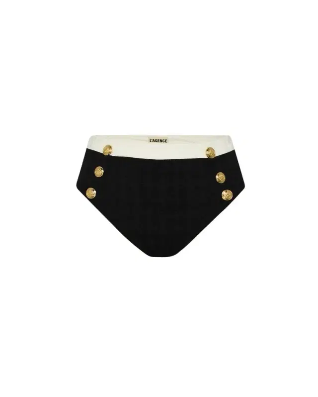 L'AGENCE Vanessa Colorblock Chic High-Waist Bikini Bottoms