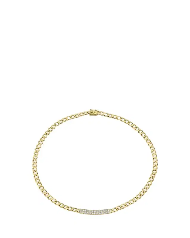 Sydney Evan 14K Yellow Gold Diamond Pave Bar Necklace