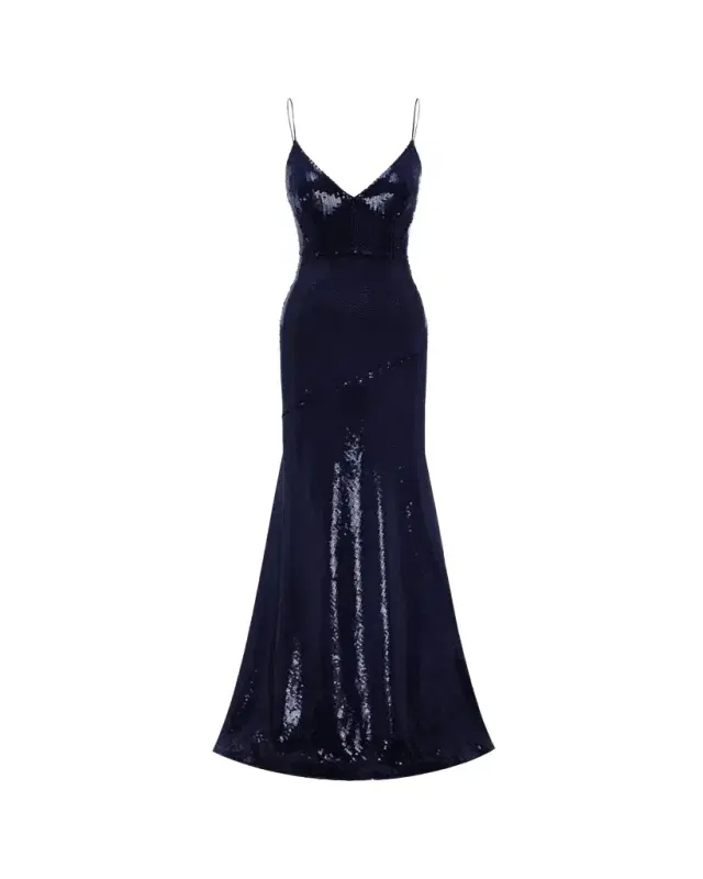 Alex Perry Sequined Paneled Bikini Gown, Blue