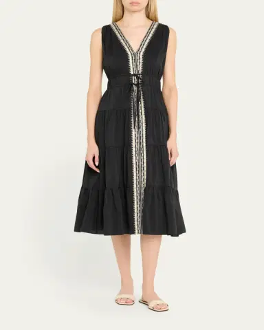 Kobi Halperin Edison Tiered Geo-Embroidered Midi Dress | Thumbnail 2