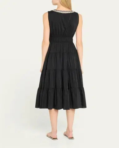 Kobi Halperin Edison Tiered Geo-Embroidered Midi Dress | Thumbnail 3