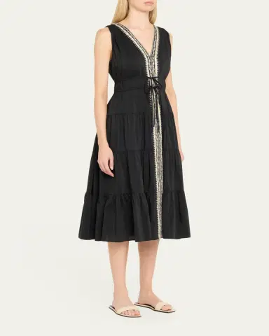 Kobi Halperin Edison Tiered Geo-Embroidered Midi Dress | Thumbnail 4