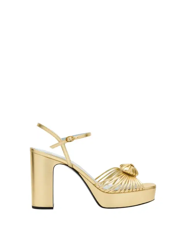 Valentino Garavani Royal Metallic Nappa Leather Heart Platform Sandals