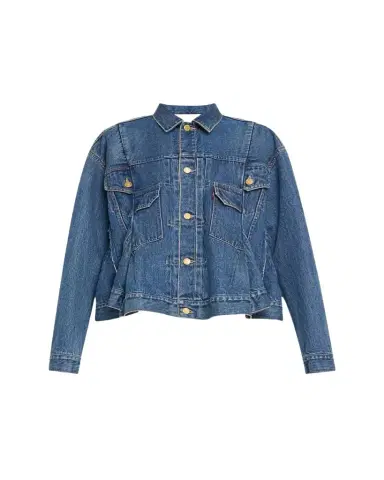 Sacai Denim Pleated Trucker Jacket | Thumbnail 1 Sacai Denim Pleated Trucker Jacket | Thumbnail 1