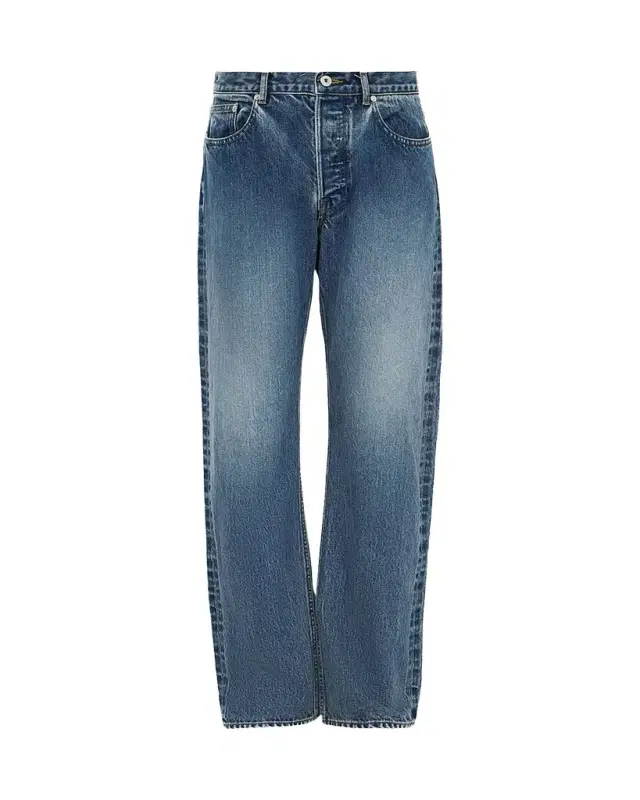 JW Anderson Men's Blue-Wash Denim Straight Leg Jeans