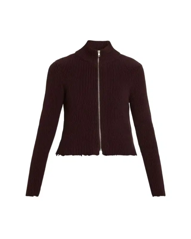 Maison Margiela Ribbed Mock-Neck Cardigan