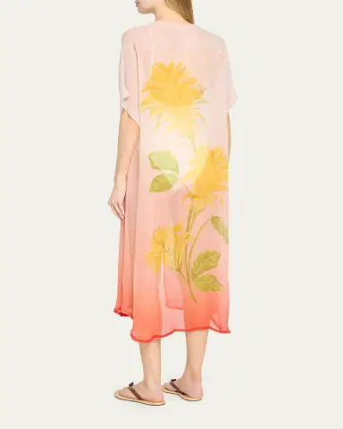 VERANDAH Floral Overlay Midi Dress Coverup | Thumbnail 3