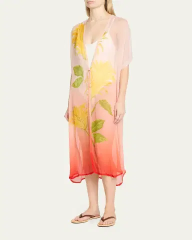 VERANDAH Floral Overlay Midi Dress Coverup | Thumbnail 4