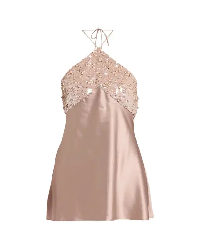Retrofete Jeanne Embellished Satin Mini Dress