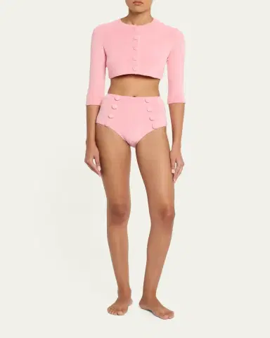 Lisa Marie Fernandez Terry Cloth Cropped Cardigan | Thumbnail 2 Lisa Marie Fernandez Terry Cloth Cropped Cardigan | Thumbnail 2