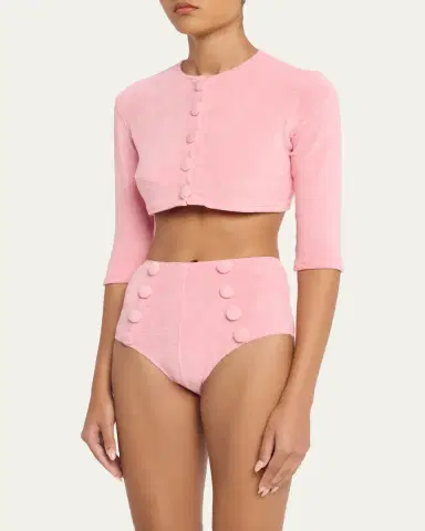Lisa Marie Fernandez Terry Cloth Cropped Cardigan | Thumbnail 4 Lisa Marie Fernandez Terry Cloth Cropped Cardigan | Thumbnail 4