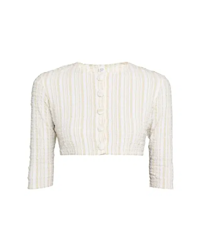 Lisa Marie Fernandez Seersucker Cropped Cardigan