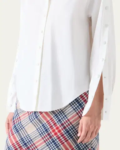Akris punto Snap-Sleeve Cotton Poplin Button-Down Blouse | Thumbnail 5 Akris punto Snap-Sleeve Cotton Poplin Button-Down Blouse | Thumbnail 5