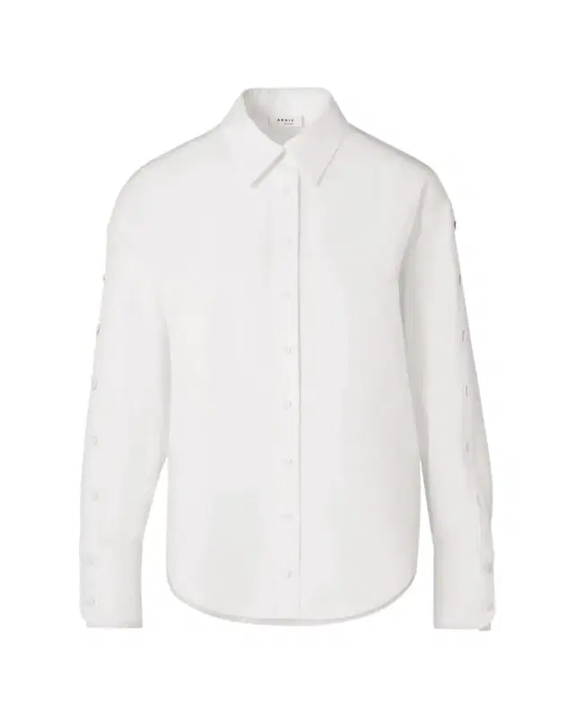Akris punto Snap-Sleeve Cotton Poplin Button-Down Blouse
