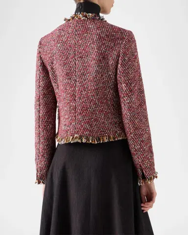 Akris punto Fringed Tweed Open Short Jacket | Thumbnail 3 Akris punto Fringed Tweed Open Short Jacket | Thumbnail 3