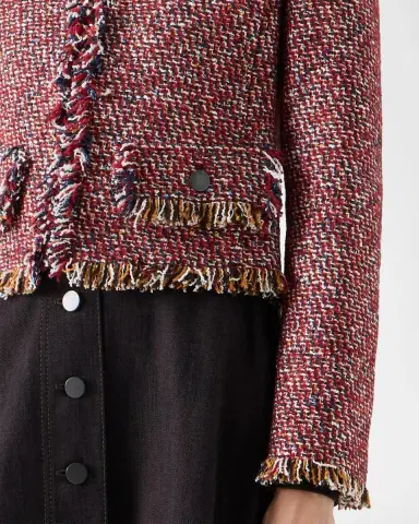 Akris punto Fringed Tweed Open Short Jacket | Thumbnail 5 Akris punto Fringed Tweed Open Short Jacket | Thumbnail 5