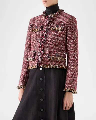 Akris punto Fringed Tweed Open Short Jacket | Thumbnail 6 Akris punto Fringed Tweed Open Short Jacket | Thumbnail 6