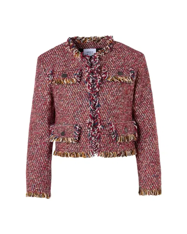 Akris punto Fringed Tweed Open Short Jacket