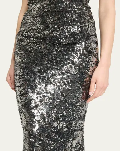 Talbot Runhof Sequined V-Neck Sleeveless Mermaid Gown | Thumbnail 5