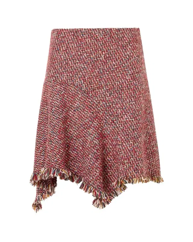 Akris punto Fringed Wool-Blend Tweed Asymmetric Skirt