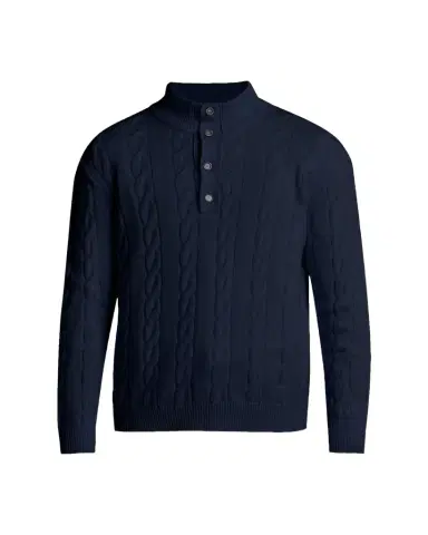 Kiton Men's 3-Ply Cashere Cable Knit Mock Neck Sweater | Thumbnail 1