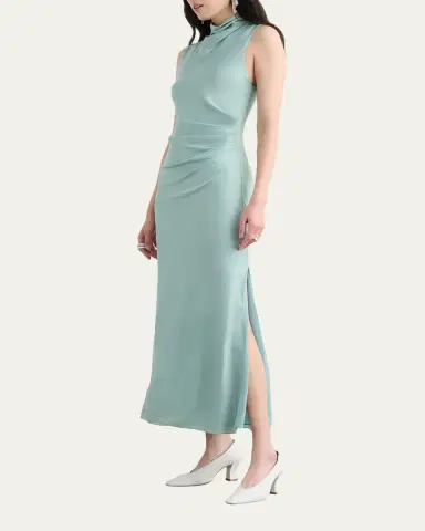 Toccin Koralie Draped-Neck Midi Dress | Thumbnail 4