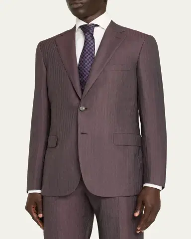 Brioni Men's Wool Herringbone Single-Breasted Suit | Thumbnail 4 Brioni Men's Wool Herringbone Single-Breasted Suit | Thumbnail 4