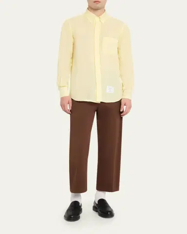 Thom Browne Men's Linen Garment Dyed Button-Down Shirt | Thumbnail 2