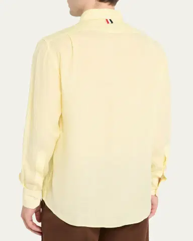 Thom Browne Men's Linen Garment Dyed Button-Down Shirt | Thumbnail 3