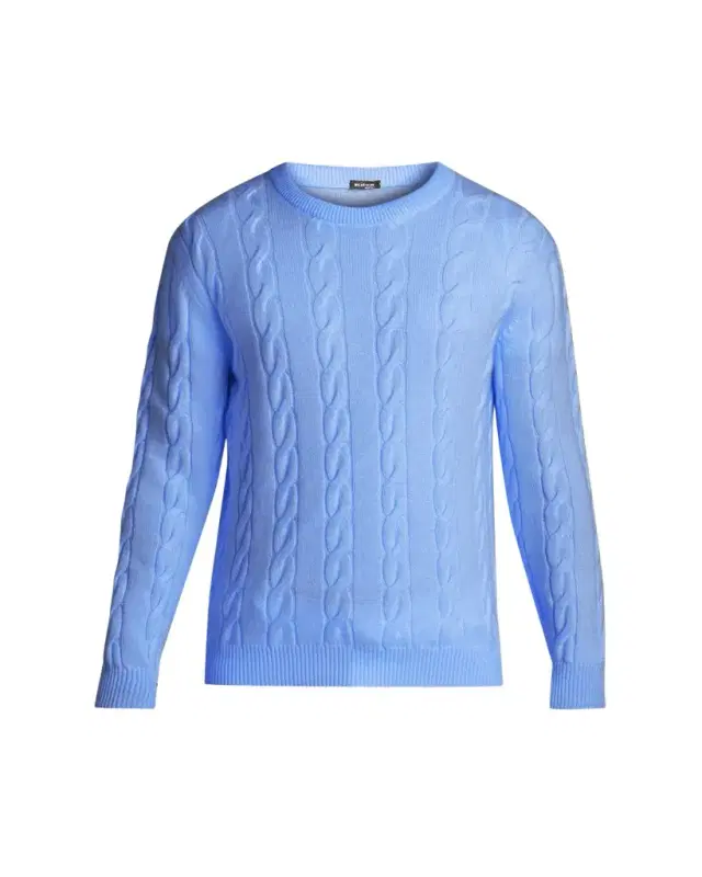 Men's 3-Ply Cashmere Cable Knit Crewneck Sweater