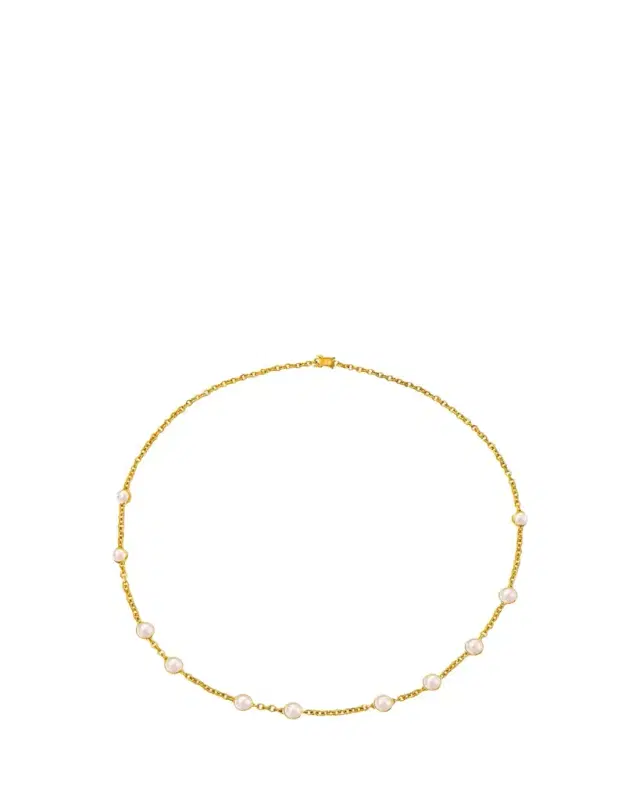 DARIUS 18K Yellow Gold Freshwater Pearl Station Necklace, 22"L