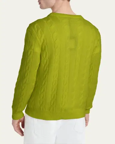 Kiton Men's 3-Ply Cashere Cable Knit Crewneck Sweater | Thumbnail 3