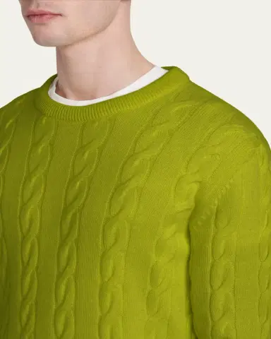 Kiton Men's 3-Ply Cashere Cable Knit Crewneck Sweater | Thumbnail 5