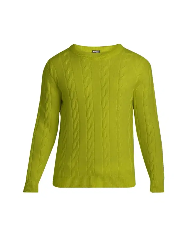 Kiton Men's 3-Ply Cashere Cable Knit Crewneck Sweater